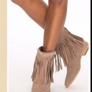 Micheal Kors Fringe Boots- GRAY